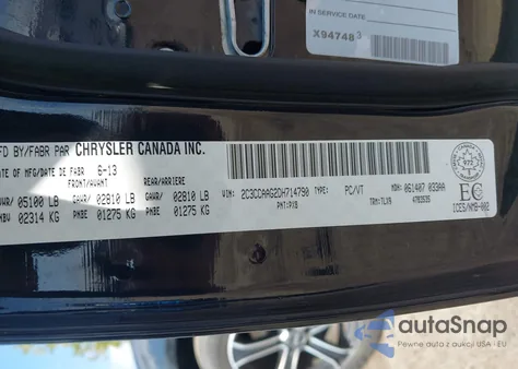 2013 Chrysler 300 Touring из США, поврежденный, VIN 2C3CCAAG2DH714790